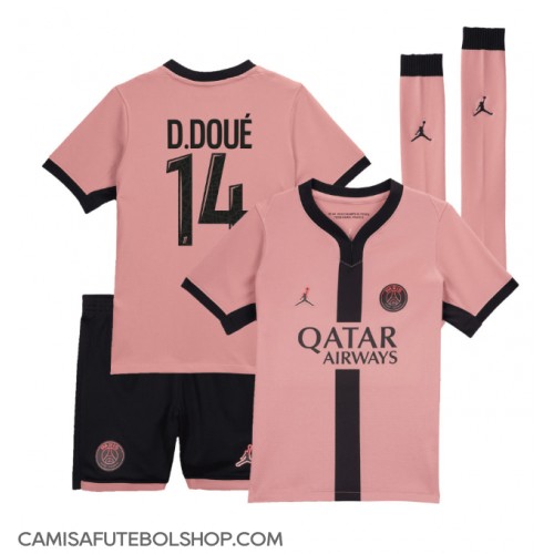 Camisa de time de futebol Paris Saint-Germain Desire Doue #14 Replicas 3º Equipamento Infantil 2024-25 Manga Curta (+ Calças curtas)